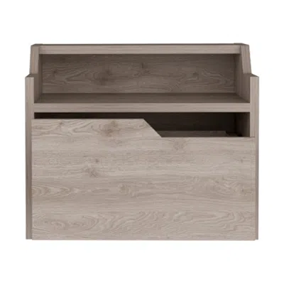 Homezia 13" Gray One Drawer Faux Wood Floating Nightstand In Black