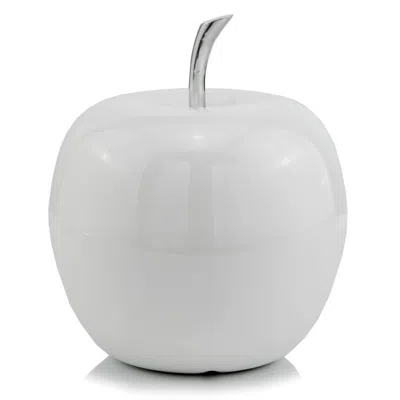Homezia 13" White Aluminum Decorative Apple Tabletop Sculpture