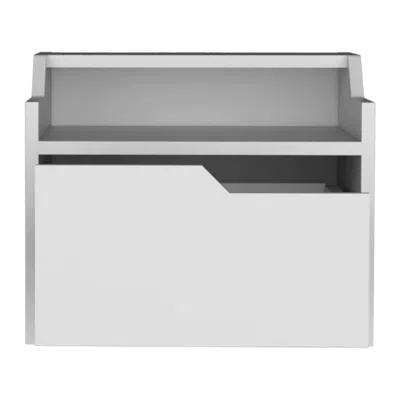 Homezia 13" White One Drawer Faux Wood Floating Nightstand In Metallic