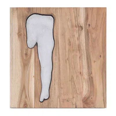 Homezia 13" X 13" X 1" Silver Natural Wood And Metal Wall Tile