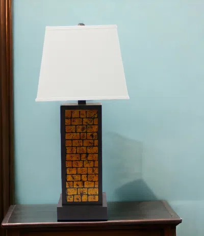 Homezia 13 X 15 X 30.75 Black Metal With Yellow Brick Pattern - Table Lamp In White
