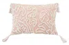 Homezia 13" X 18" Beige And White Abstract Zippered Polyester Throw Pillow With Tassels