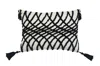 Homezia 13" X 18" Black And White Geometric Zippered Polyester And Cotton Blend Throw Pillow With Tassels