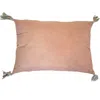 Homezia 13" X 18" Peach And White Ogee Zippered Polyester And Cotton Blend Throw Pillow With Tassels