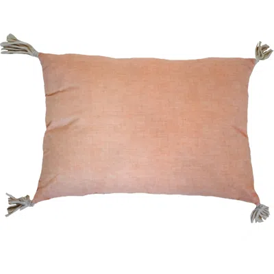 Homezia 13" X 18" Peach And White Ogee Zippered Polyester And Cotton Blend Throw Pillow With Tassels