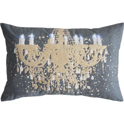 Homezia 13" X 20" Grey And White Chandelier Zippered Polyester Throw Pillow