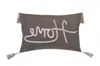 Homezia 13" X 20" Greytaupe And White Text Zippered Polyester Throw Pillow With Tassels