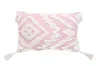 Homezia 13" X 20" Pink And White Textural Abstract Throw Pillow With Tassels