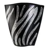 Homezia 14" Black And Silver Striped Polyresin Table Vase