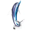 Homezia 14" Blue Murano Glass Dolphin Figurine Tabletop Sculpture
