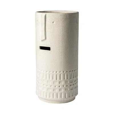Homezia 14" Bohemian Beige Happy Face Tribal Vase