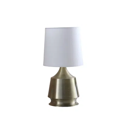 Homezia 14" Brass Bedside Table Lamp With White Empire Shade In Green