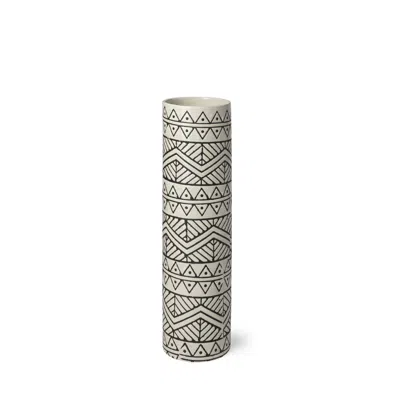 Homezia 14" Ceramic Cream Geometric Cylinder Table Vase