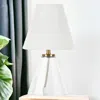 Homezia 14" Clear Glass Cylinder Table Lamp With White Drum Shade