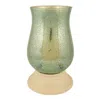 Homezia 14" Green Mercury Glass Centerpiece Hurricane Candle Holder With Candle