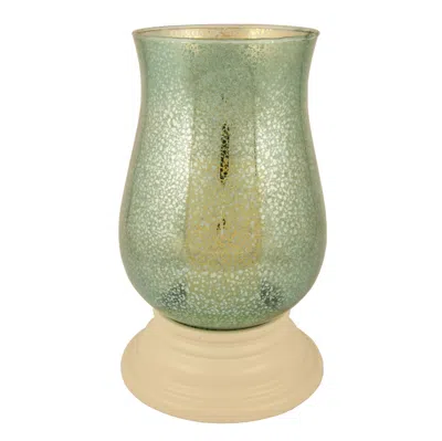 Homezia 14" Green Mercury Glass Centerpiece Hurricane Candle Holder With Candle