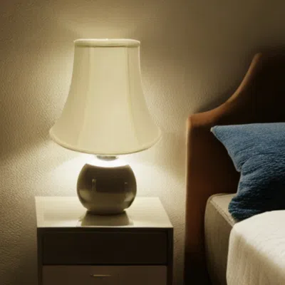 Homezia 14" Ivory Premium Bell Monay Shantung Lampshade In Neutral