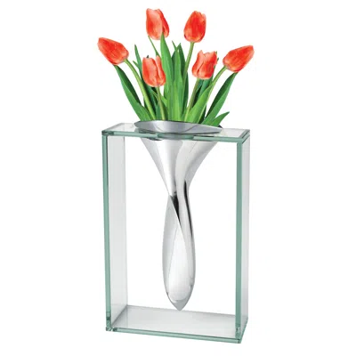 Homezia 14 Mouth Blown Crystal Non Tarnish Aluminum And Glass Vase