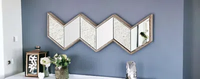 Homezia 14" Natural Novelty Framed Accent Mirror In Blue