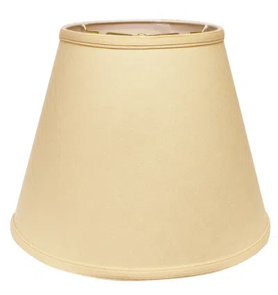 Homezia 14" Parchment Biege Empire Deep Slanted Linen Lampshade In Brown