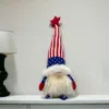 Homezia 14" Red White And Blue Fabric Standing Gnome Tabletop Sculpture With Led