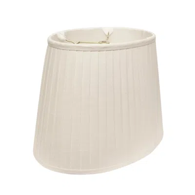 Homezia 14" White Slanted Oval Linen Lampshade In Neutral