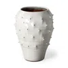 Homezia 14" White Spiked Organic Glaze Large Mouth Ceramic Vase