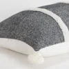 Homezia 14" X 14" Black And White Cotton Pillow With Tassels Edges