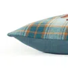 Homezia 14" X 14" Blue And Orange Thanksgiving Wool Blend Pillow With Embroidery Edges
