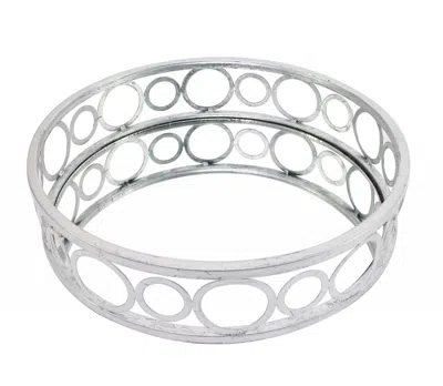 Homezia 14 X 14 X 4 Silver Classic Mirror Tray In Multi