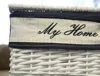 Homezia 14" X 17.5" X 19.5" White Blue Rectangular Willow Basket Set Of 5