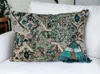 Homezia 14" X 20" Beige And Green Cotton Throw Pillow With Fringe