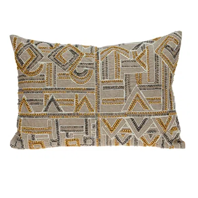 Homezia 14" X 20" Beige Cotton Throw Pillow In Brown