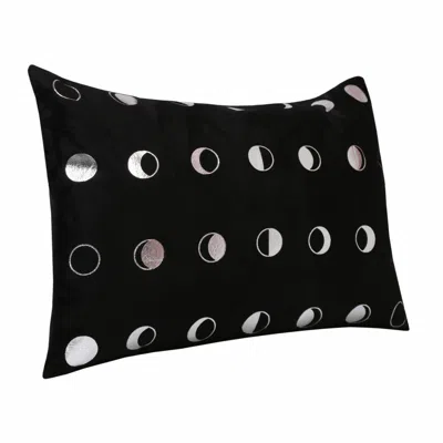 Homezia 14" X 20" Black And Silver Polyester Geometric Zippered Pillow