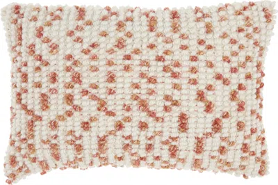 Homezia 14" X 20" Coral And Beige Ribbed Indoor Outdoor Throw Pillow With Texture In Brown