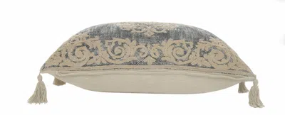 Homezia 14" X 20" Gray And Ivory 100% Cotton Abstract Zippered Pillow
