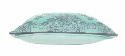 Homezia 14" X 20" Mint Blue And Gray 100% Cotton Abstract Zippered Pillow