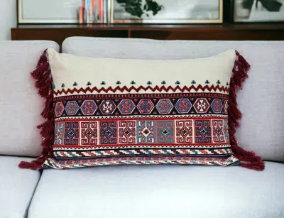Homezia 14" X 20" Multicolor Cotton Blend Throw Pillow