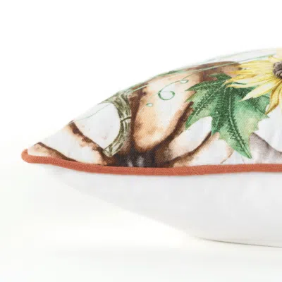 Homezia 14" X 20" Orange And Ivory Thanksgiving Cotton Pillow With Embroidery Edges