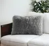 Homezia 14" X 20" Slate Gray Faux Fur Throw Pillow