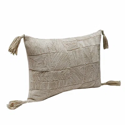 Homezia 14" X 20" Tan And Beige 100% Cotton Abstract Zippered Pillow In Brown