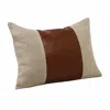 Homezia 14" X 20" Tan And Brown Linen Striped Zippered Pillow