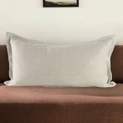 Homezia 14" X 26" Beige Linen Throw Pillow Cover