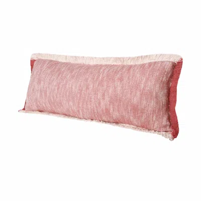 Homezia 14" X 36" Auburn Red And White 100% Cotton Geometric Zippered Pillow