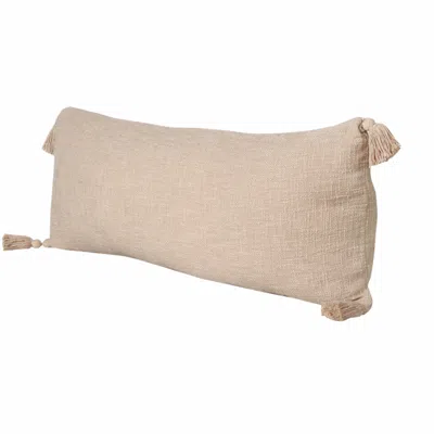 Homezia 14" X 36" Beige 100% Cotton Zippered Pillow