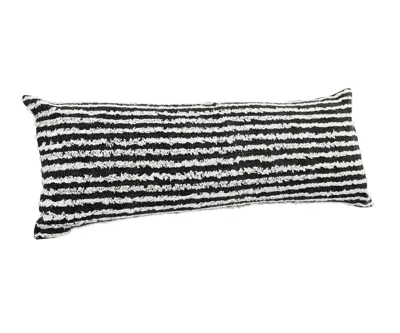 Homezia 14" X 36" Black And Cream 100% Cotton Striped Zippered Pillow