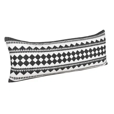 Homezia 14" X 36" Black And White 100% Cotton Geometric Zippered Pillow