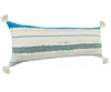 Homezia 14" X 36" Blue And Off-white 100% Cotton Striped Zippered Pillow