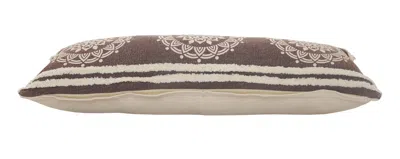 Homezia 14" X 36" Brown And White 100% Cotton Striped Zippered Pillow