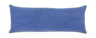 Homezia 14" X 36" Classic Blue 100% Cotton Zippered Pillow